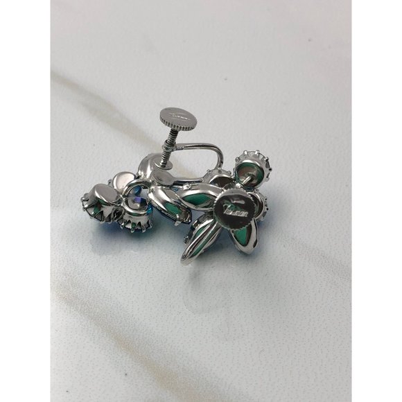 Vintage Screw back Sherman Cluster Rhinestone Earrings - Picture 5 of 8